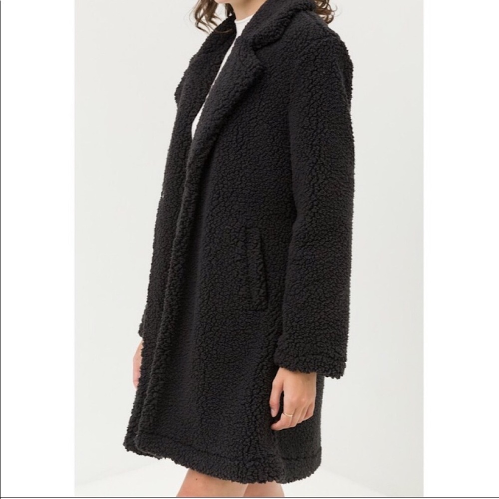 Black Teddy Bear Coat - Picture 3 of 6
